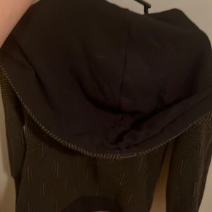 Zip up hoodie. Forrest green and black.